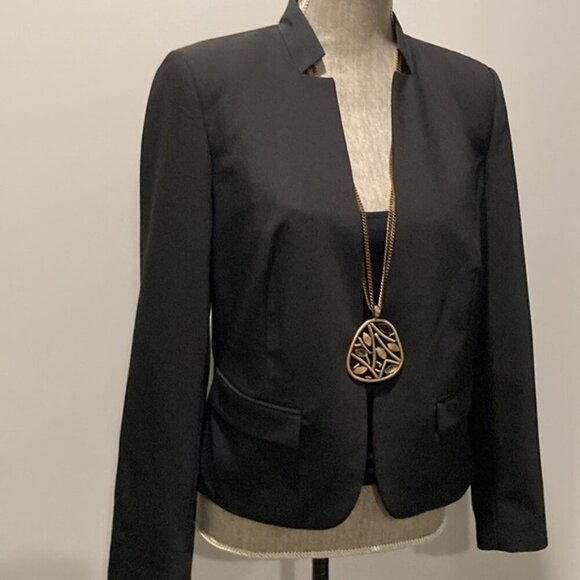 Rebecca Taylor Black Blazer Open Wool Tailored Size 8​​​ - Picture 2 of 16